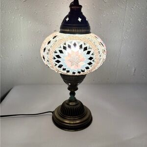 Turkish Purple Lavender Mosaic Bohemian Table Lamp 13.5”